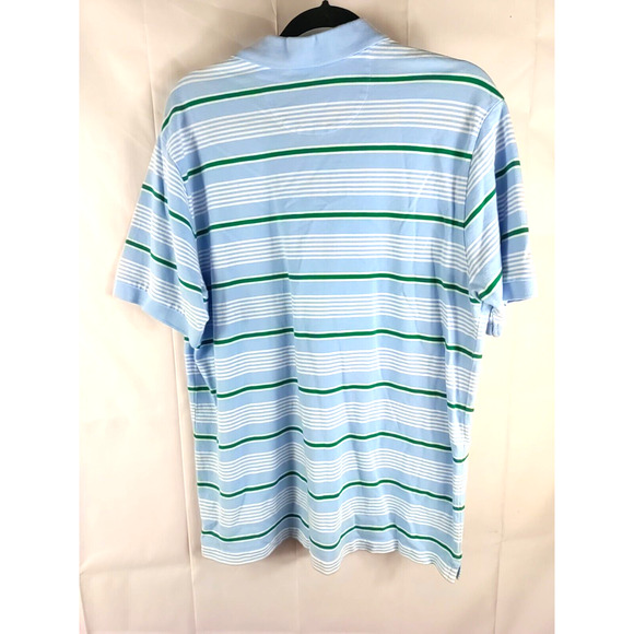 Chaps Mens Polo Shirt Blue Green White Stripe Size X Large - Picture 4 of 7